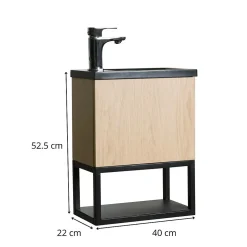 Meuble lave-mains NOVA suspendu métal et bois avec vasque en résine 40x50cm
