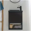 Meuble lave-mains NOVA suspendu métal et bois avec vasque en résine 40x50cm