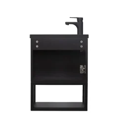 Meuble lave-mains NOVA suspendu métal et bois avec vasque en résine 40x50cm