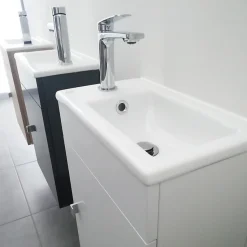 Meuble lave-mains SAFIA avec vasque et miroir - Blanc
