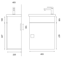 Meuble lave-mains SAFIA avec vasque et miroir - Gris