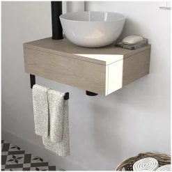 Meuble lave-mains SOHO plan épais vasque blanche