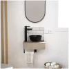 Meuble lave-mains SOHO plan épais vasque noire + miroir