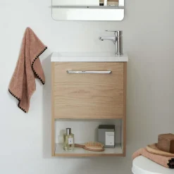Meuble lave-mains suspendu avec niche et vasque résine 53x40cm