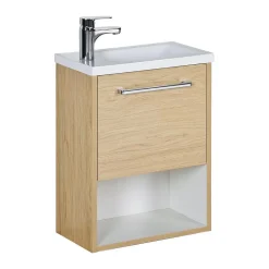 Meuble lave-mains suspendu avec niche et vasque résine 53x40cm
