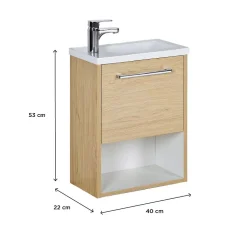 Meuble lave-mains suspendu avec niche et vasque résine 53x40cm