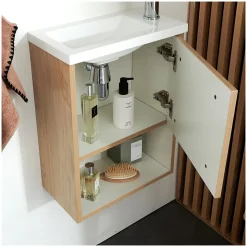 Meuble lave-mains suspendu avec niche et vasque résine 53x40cm