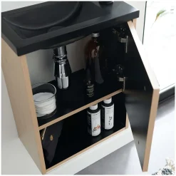Meuble lave-mains suspendu avec niche et vasque résine 53x40cm