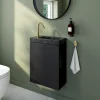 Meuble lave-mains suspendu noir mat l.44 cm Imandra + plan vasque effet marbre noir, GoodHome