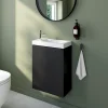 Meuble lave-mains suspendu noir mat l.44 cm Imandra + plan vasque blanc céramique Nira, GoodHome