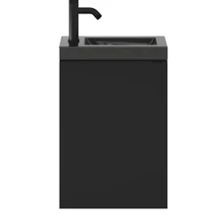 Meuble lave-mains suspendu noir mat l.44 cm Imandra + plan vasque noir céramique Nira, GoodHome