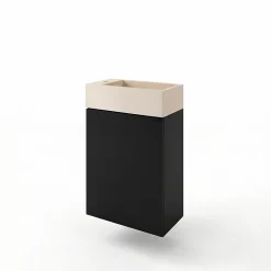 Meuble lave-mains suspendu noir mat l.44 cm Imandra + plan vasque béton beige moucheté, GoodHome