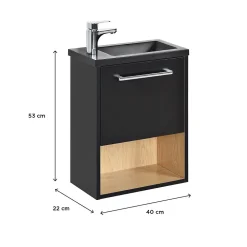 Meuble lave-mains suspendu avec niche et vasque résine 53x40cm