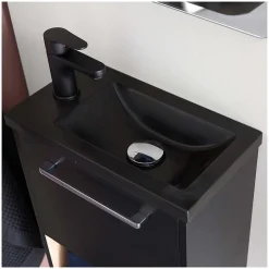Meuble lave-mains suspendu avec niche et vasque résine 53x40cm
