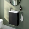 Meuble lave-mains suspendu noir mat l.44 cm Imandra + plan vasque effet marbre blanc, GoodHome