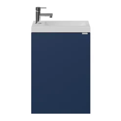 Meuble lave-mains suspendu bleu nuit mat l.44 cm Imandra + plan vasque blanc résine Beni, GoodHome