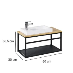 Meuble lave-mains WILO grande largeur avec vasque résine 60cm