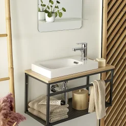 Meuble lave-mains WILO grande largeur avec vasque résine 60cm