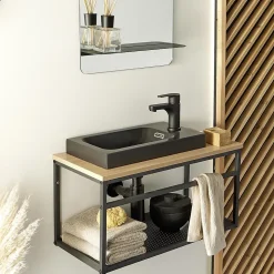 Meuble lave-mains WILO grande largeur avec vasque résine 60cm