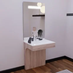 Meuble PMR ALTEA 70 cm avec plan vasque et miroir led ELEG Plus ht105