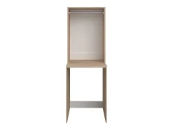 Meuble pour 2 machines à laver avec étagères, penderie et placards - Naturel clair et blanc - L176 x H184 x P66 cm - ERKANO