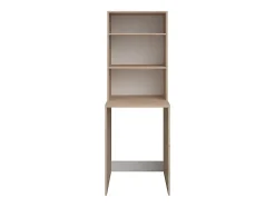 Meuble pour 2 machines à laver avec étagères, penderie et placards - Naturel clair et blanc - L176 x H184 x P66 cm - ERKANO