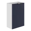 Meuble pour lave main strié caisson blanc et porte réversible bleue - H60 x L40 x P22 - VAHIRA