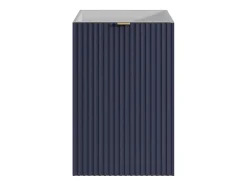 Meuble pour lave main strié caisson blanc et porte réversible bleue - H60 x L40 x P22 - VAHIRA