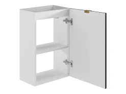 Meuble pour lave main strié caisson blanc et porte réversible bleue - H60 x L40 x P22 - VAHIRA