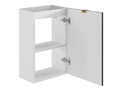 Meuble pour lave main strié caisson blanc et porte réversible bleue - H60 x L40 x P22 - VAHIRA