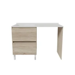 Meuble pour lave-linge IDEA, plan vasque déportée 124 cm x 65 cm- Bois- Vasque à gauche