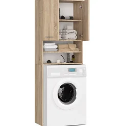 Meuble pour machine à laver AKORD FIN Chêne Sonoma 64 cm 2 portes façade Chêne Sonoma 4 étagères 64x30x180 cm