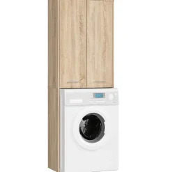 Meuble pour machine à laver AKORD FIN Chêne Sonoma 64 cm 2 portes façade Chêne Sonoma 4 étagères 64x30x180 cm