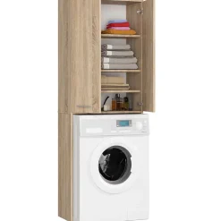 Meuble pour machine à laver AKORD FIN Chêne Sonoma 64 cm 2 portes façade Chêne Sonoma 4 étagères 64x30x180 cm