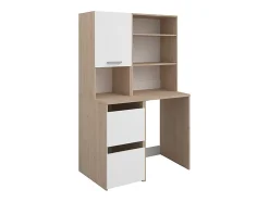 Meuble pour machine à laver avec étagères et placards - Naturel clair et blanc - L111 x H184 cm - ERKANO