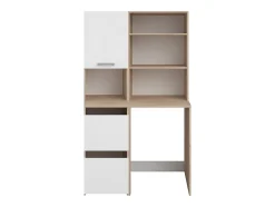 Meuble pour machine à laver avec étagères et placards - Naturel clair et blanc - L111 x H184 cm - ERKANO