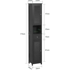 Meuble Rangement Salle de Bain Armoire Haute Meuble Colonne, FRG236-DG, SoBuy