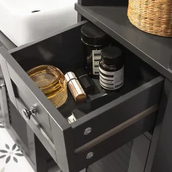 Meuble Rangement Salle de Bain Armoire Haute Meuble Colonne, FRG236-DG, SoBuy