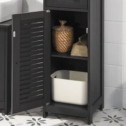 Meuble Rangement Salle de Bain Armoire Haute Meuble Colonne, FRG236-DG, SoBuy