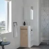 Meuble rectangle tout en un compact H.84 x l.44 cm, blanc mat, porte décor bois, Nova