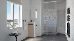 Meuble rectangle tout en un compact H.84 x l.44 cm, blanc mat, porte décor bois, Nova