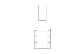 Meuble rectangle tout en un compact H.84 x l.44 cm, blanc mat, porte décor bois, Nova