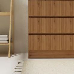 Meuble salle de bain 80 cm A poser - Plan vasque céramique - Effet bois strié - Karaib 2