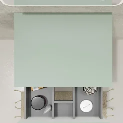 Meuble salle de bain 60 cm pour vasque à poser - Vert mat - A suspendre - Karaib 2