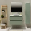Meuble salle de bain 80 cm pour vasque à poser - Vert mat - A suspendre - Karaib 2