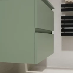 Meuble salle de bain 80 cm pour vasque à poser - Vert mat - A suspendre - Karaib 2