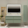 Meuble salle de bain 120 cm - Double vasque céramique - Vert mat - A suspendre - Karaib 2