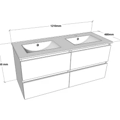 Meuble salle de bain 120 cm - Double vasque céramique - Vert mat - A suspendre - Karaib 2