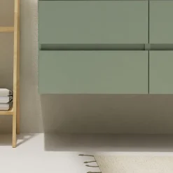 Meuble salle de bain 120 cm - Double vasque céramique - Vert mat - A suspendre - Karaib 2