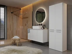 Meuble salle de bain, 174 x 30 x 60 cm, blanc mat